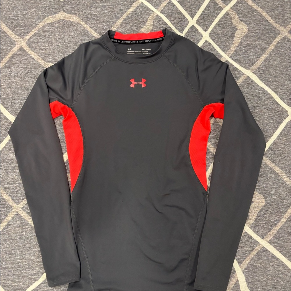 Under Armour Gray and Red Compression Shirt